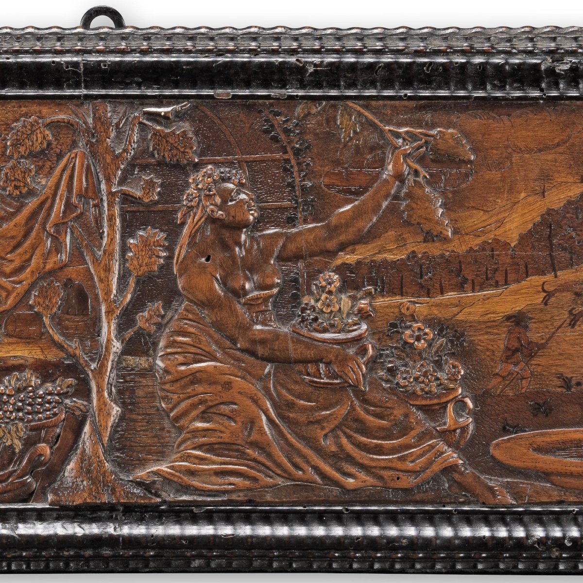 Marquetry Panel Depicting An Allegory Of Summer. Eger, Bohemia, 17th Century.-photo-3