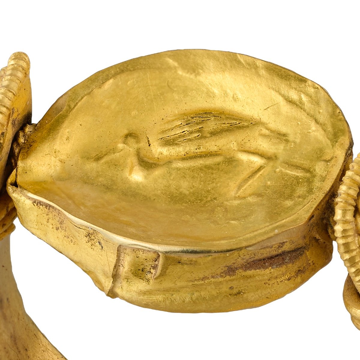 Ancient Gold Scarab Ring With A Heron. Southern Italy, 4th Century Bc.-photo-4