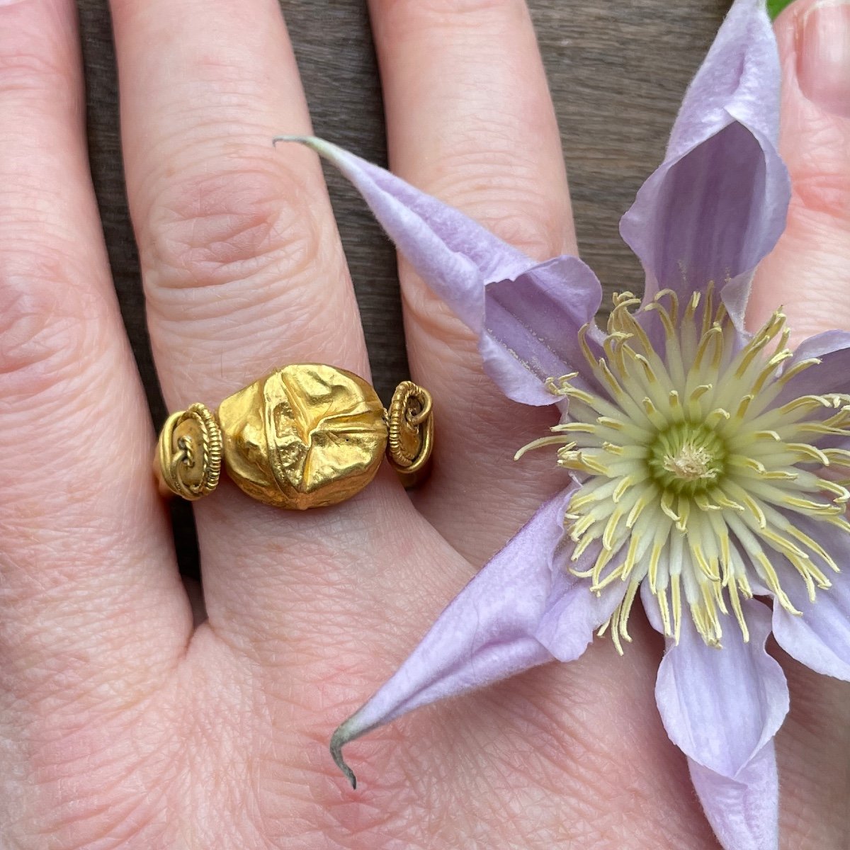 Ancient Gold Scarab Ring With A Heron. Southern Italy, 4th Century Bc.-photo-7