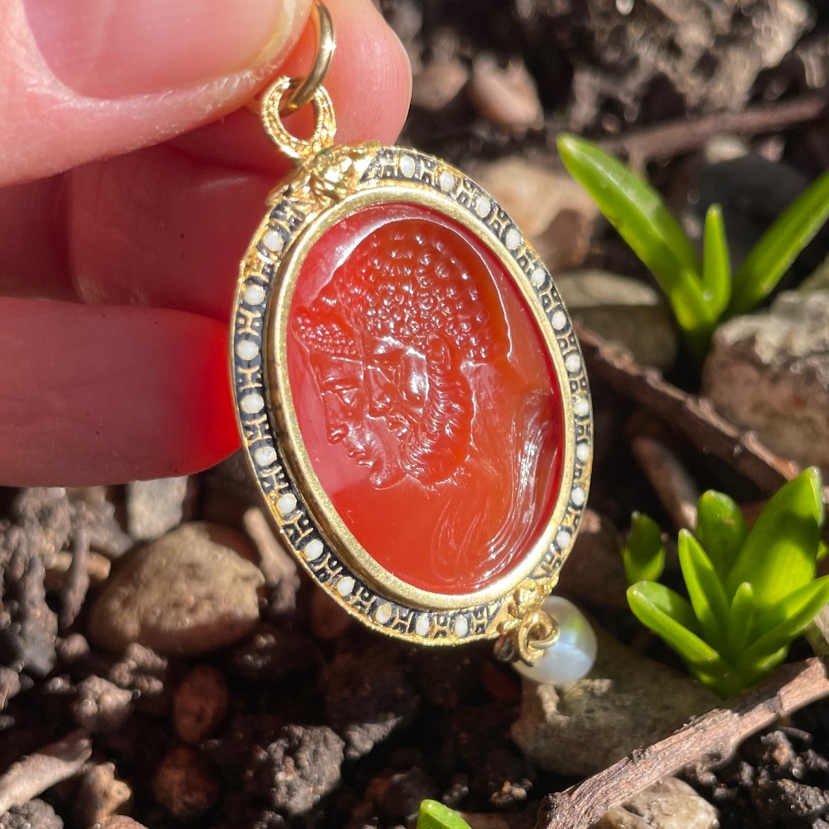 Gold And Enamel Pendant With A Jugate Portrait Intaglio. Italian, 16th Century.-photo-7