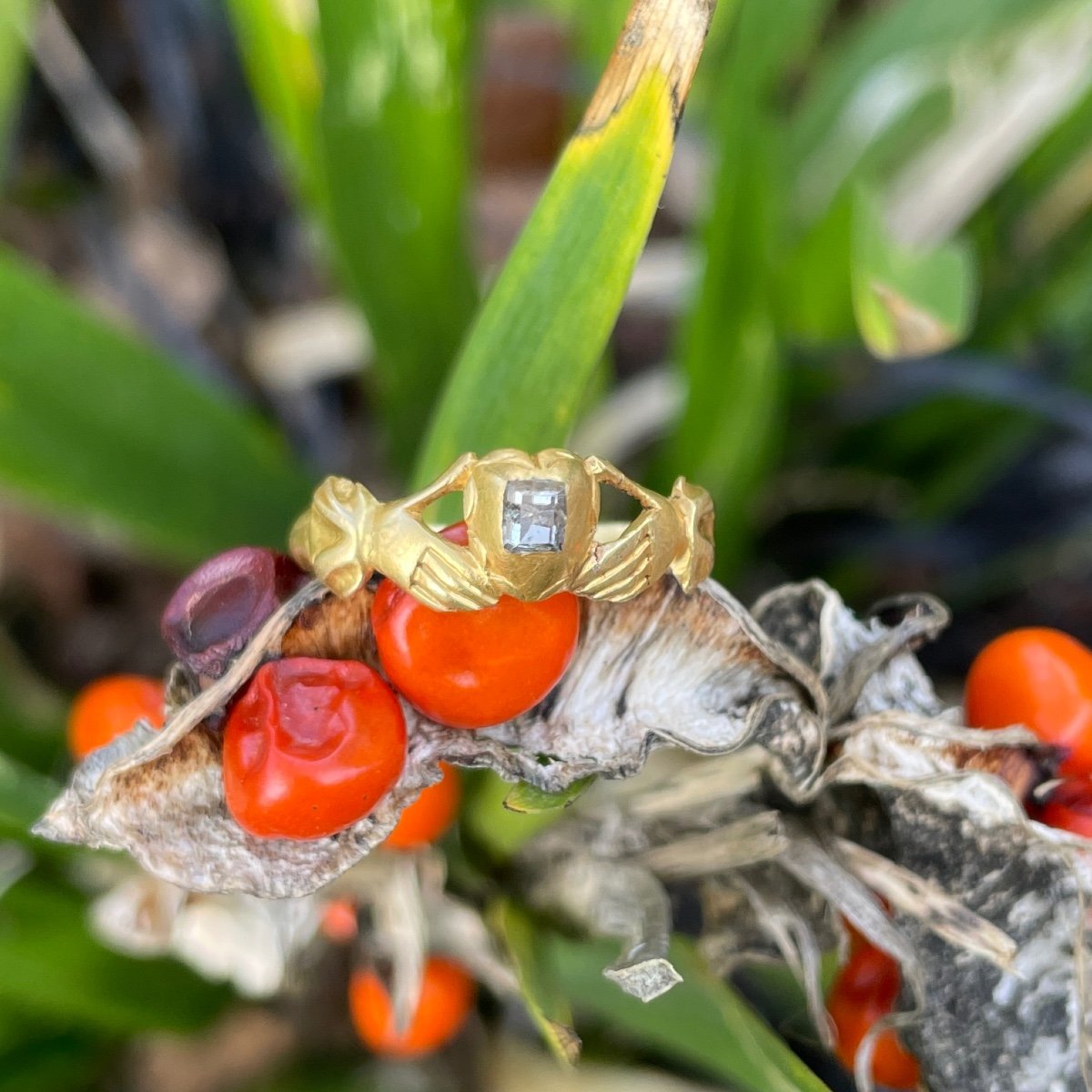 Bague De Fiançailles En Or Sertie De Diamants. Hollande, Milieu Du XVIIe Siècle. -photo-2