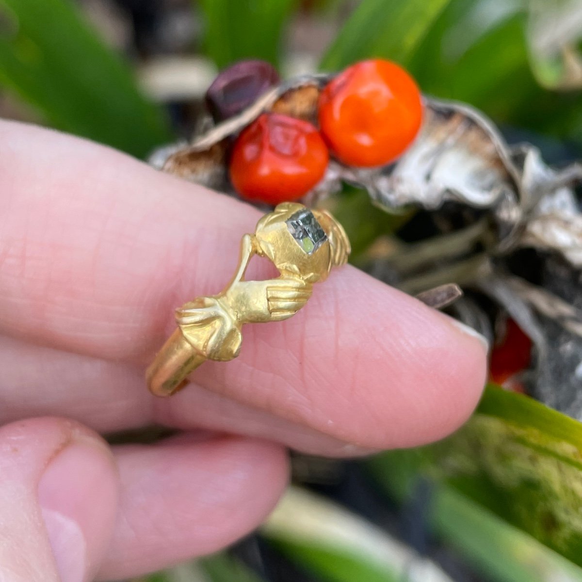 Bague De Fiançailles En Or Sertie De Diamants. Hollande, Milieu Du XVIIe Siècle. -photo-3