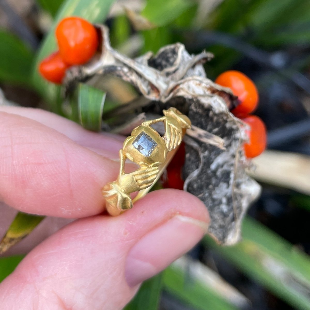 Bague De Fiançailles En Or Sertie De Diamants. Hollande, Milieu Du XVIIe Siècle. -photo-4