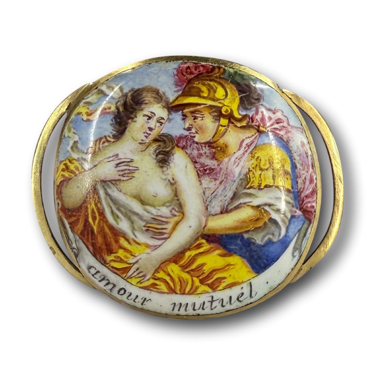 Gold And Enamel Slide Depicting Mars And Venus. French, 17th Century.-photo-2