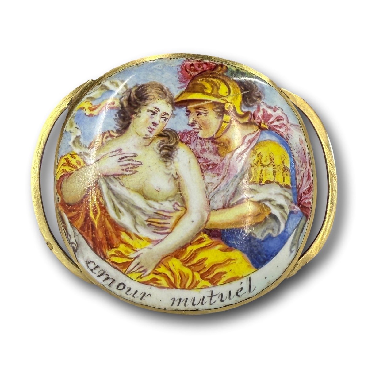 Gold And Enamel Slide Depicting Mars And Venus. French, 17th Century.