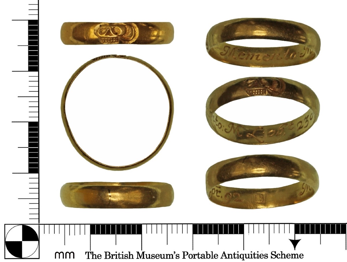 Gold Memento Mori Mourning Ring, Dated 1692. English, Late 17th Century.-photo-7