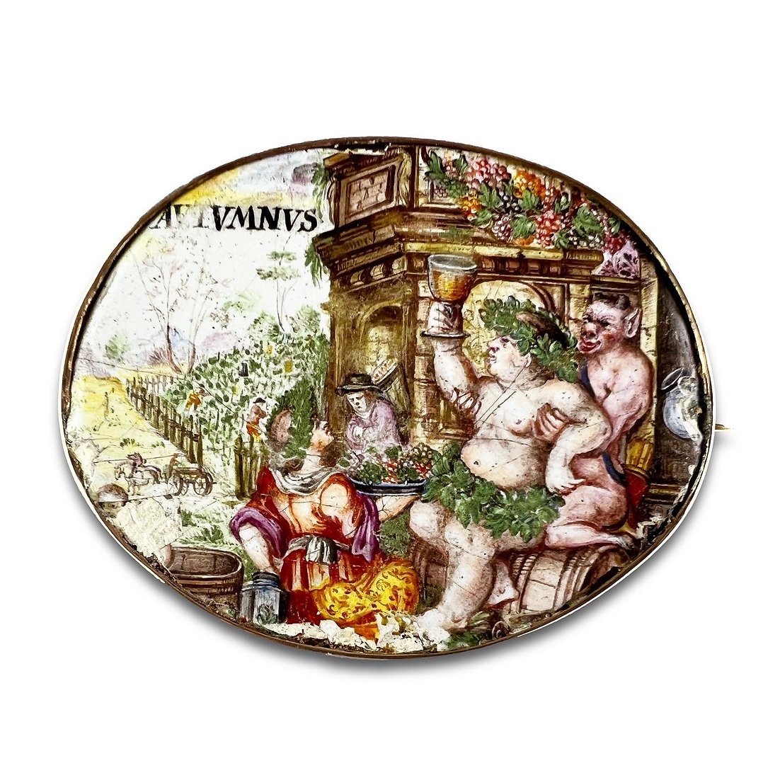 Enamel Plate Representing An Allegory Of Autumn. German, 17th Century.-photo-3