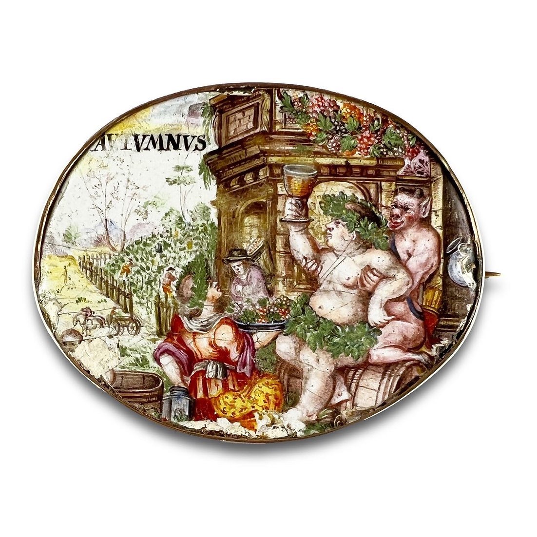 Enamel Plate Representing An Allegory Of Autumn. German, 17th Century.-photo-1