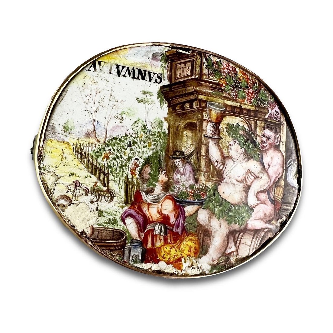 Enamel Plate Representing An Allegory Of Autumn. German, 17th Century.-photo-3