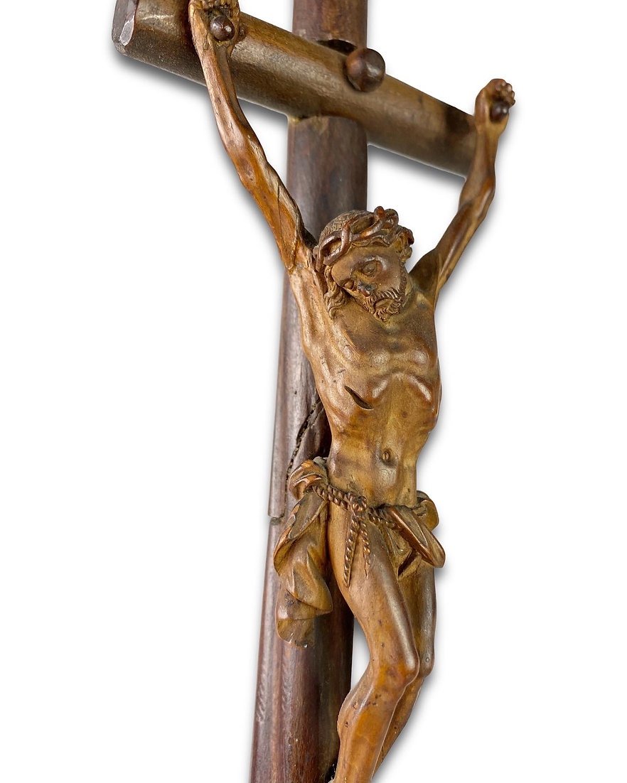 Baroque Fruitwood Crucifix Carved In The Round. South Germany, 18th Century.-photo-2