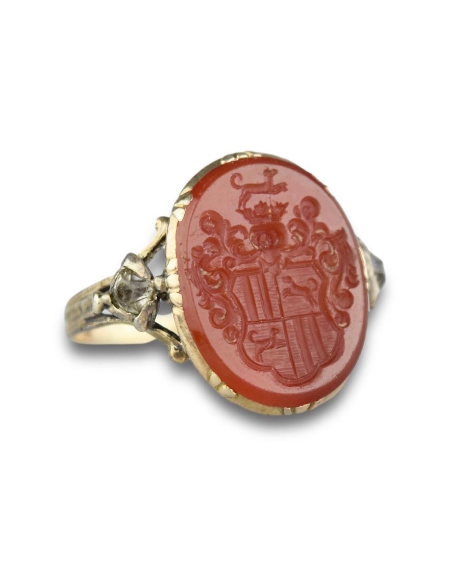 Signet Ring In Gold And Carnelian. German, Eighteenth Century.