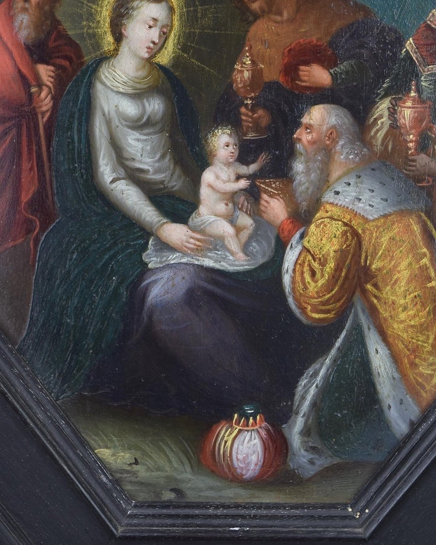 Oil Painting Of The Adoration Of The Magi. French, Mid-17th Century.-photo-4