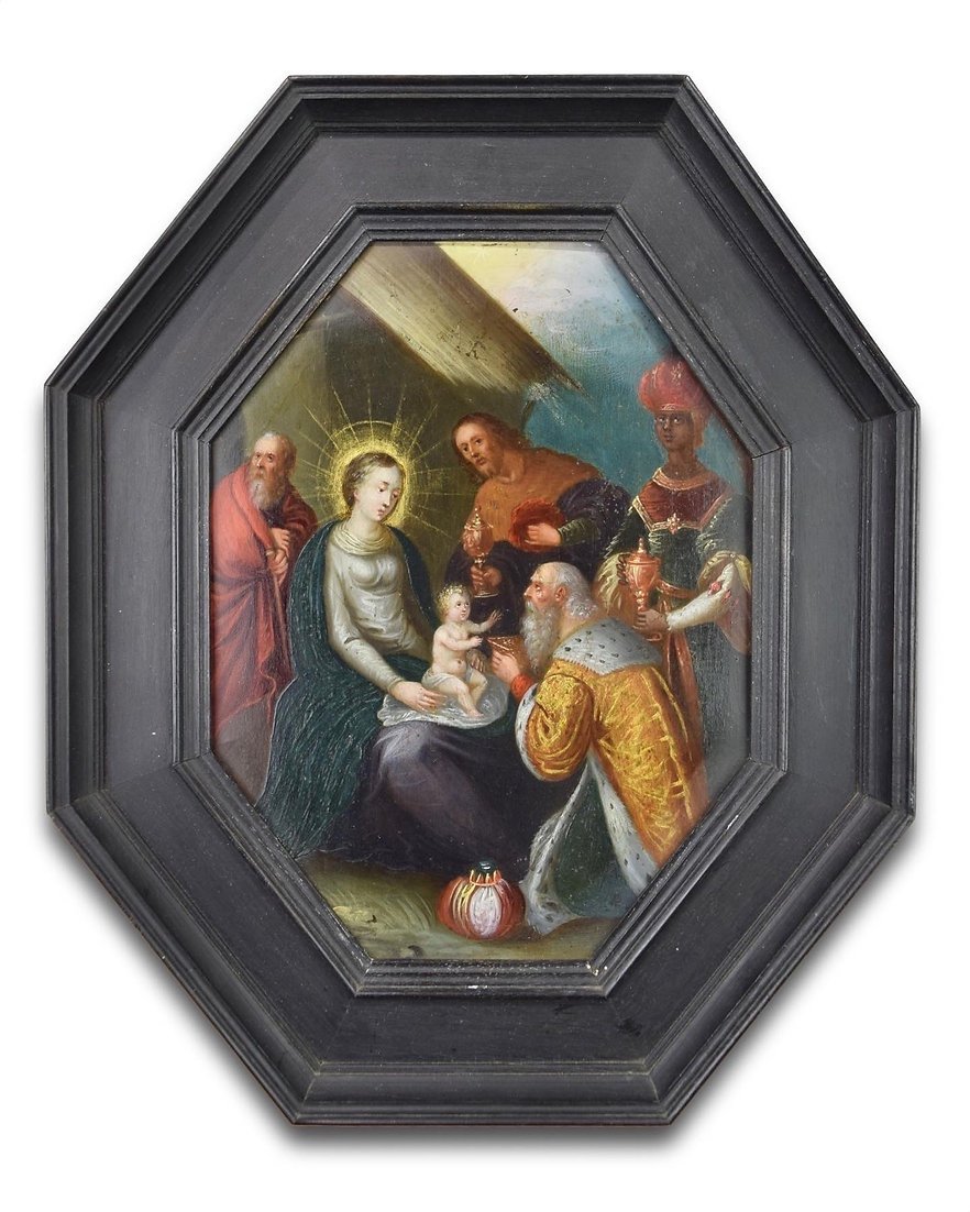 Oil Painting Of The Adoration Of The Magi. French, Mid-17th Century.-photo-6