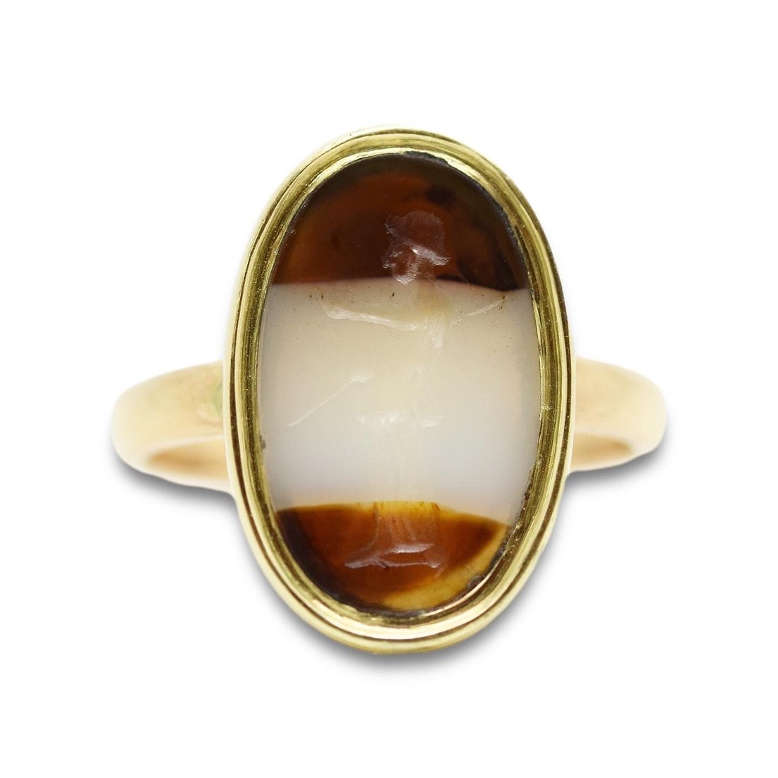 Ring With An Italic Intaglio In Banded Agate Of A Soldier. Roman, 1st - 2nd Century-photo-3