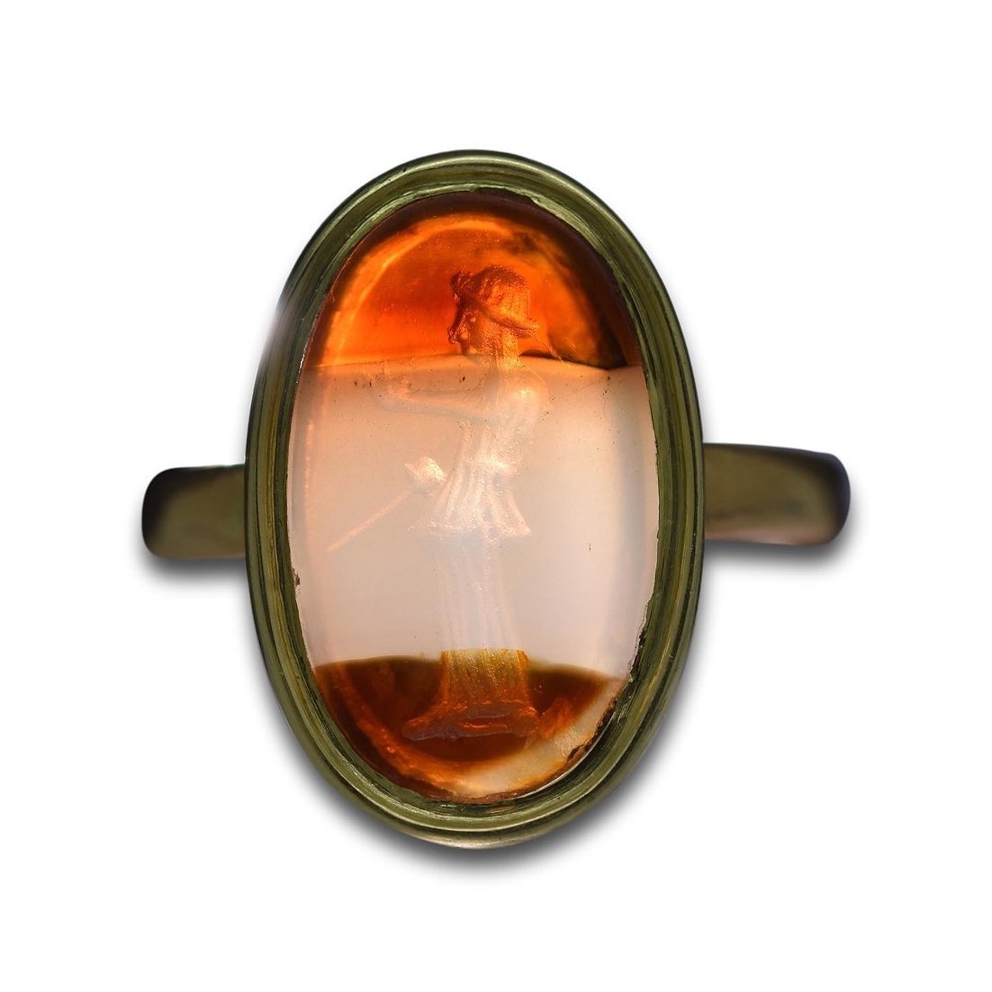 Ring With An Italic Intaglio In Banded Agate Of A Soldier. Roman, 1st - 2nd Century-photo-4