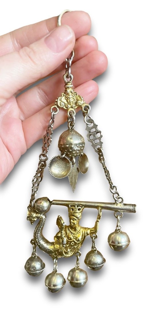 Vermeil Mermaid Rattle And Whistle. Spanish, 17th Century.-photo-7