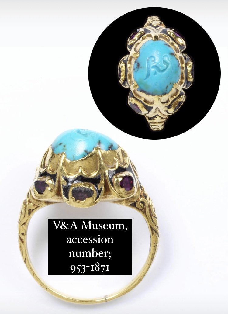 Renaissance Gold Ring With Turquoises And A Garnet. European, 16th Century.-photo-5