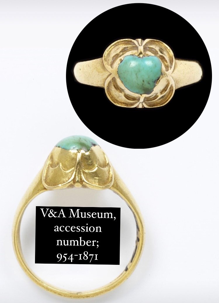 Renaissance Gold Ring With Turquoises And A Garnet. European, 16th Century.-photo-7