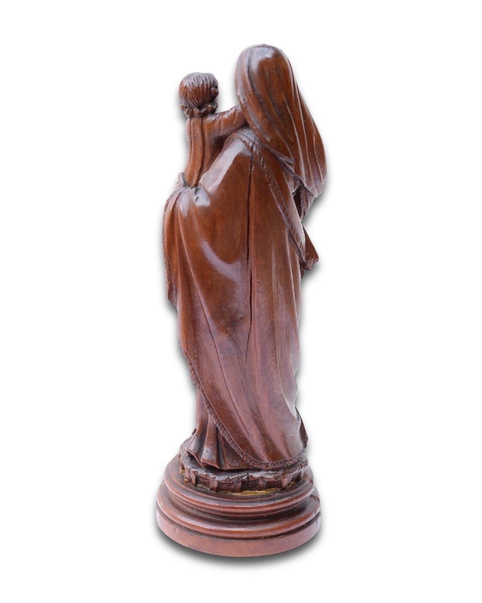 Boxwood Sculpture Representing The Virgin And Child Jesus. Flemish, 17th Century.-photo-5