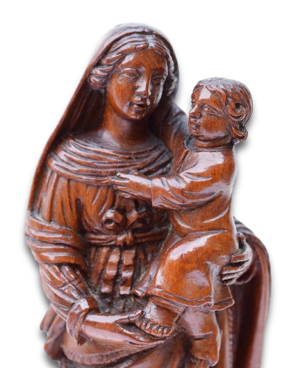 Boxwood Sculpture Representing The Virgin And Child Jesus. Flemish, 17th Century.-photo-6