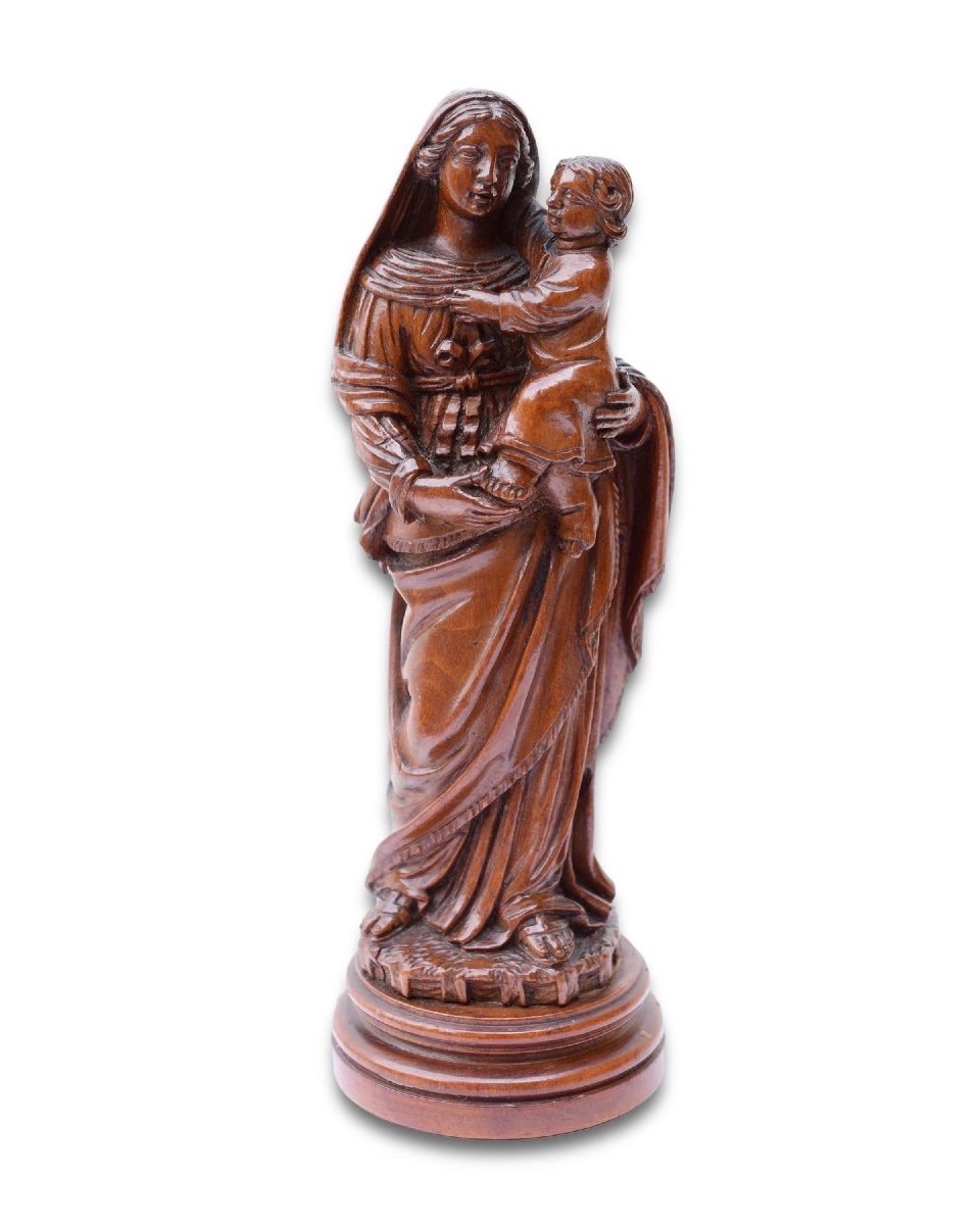 Boxwood Sculpture Representing The Virgin And Child Jesus. Flemish, 17th Century.-photo-7