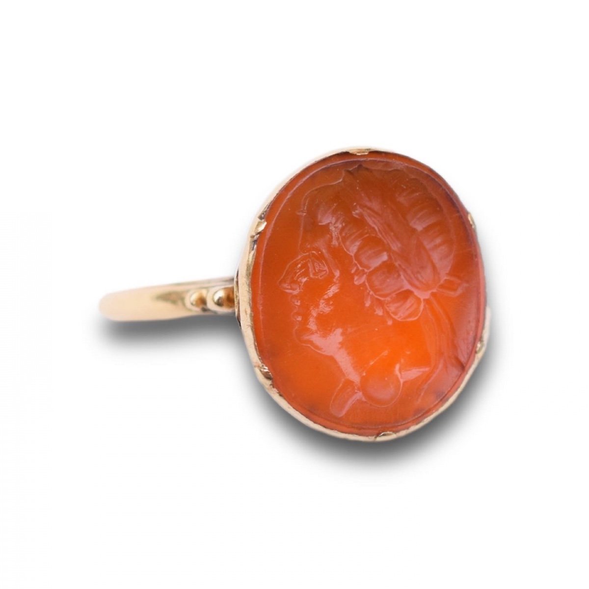 Georgian Gold Ring With An Intaglio Of A Roman Emperor. English, C.1760.-photo-6