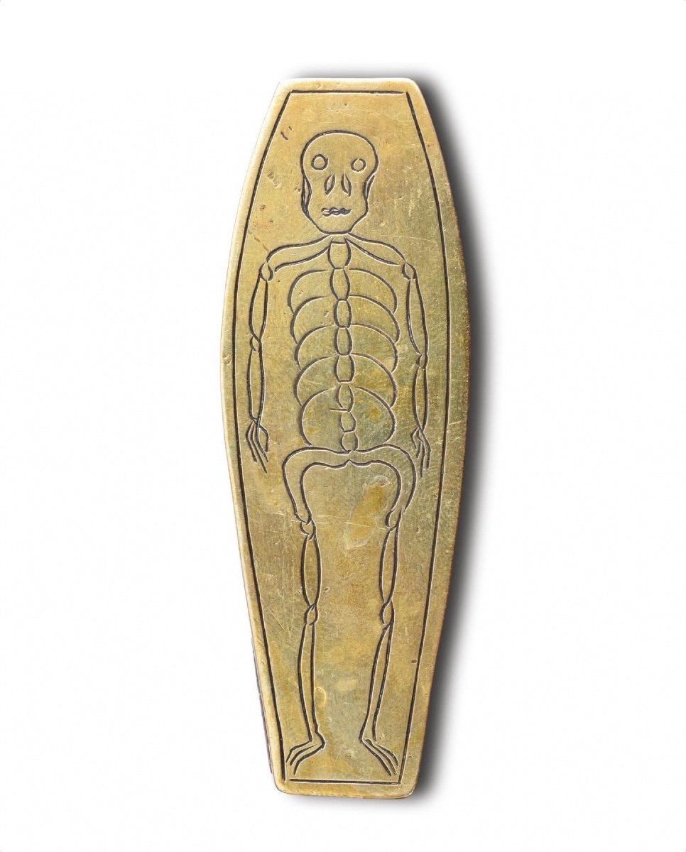 Georgian Brass Snuff Box In The Form Of A Coffin. English, 18th Century.-photo-4