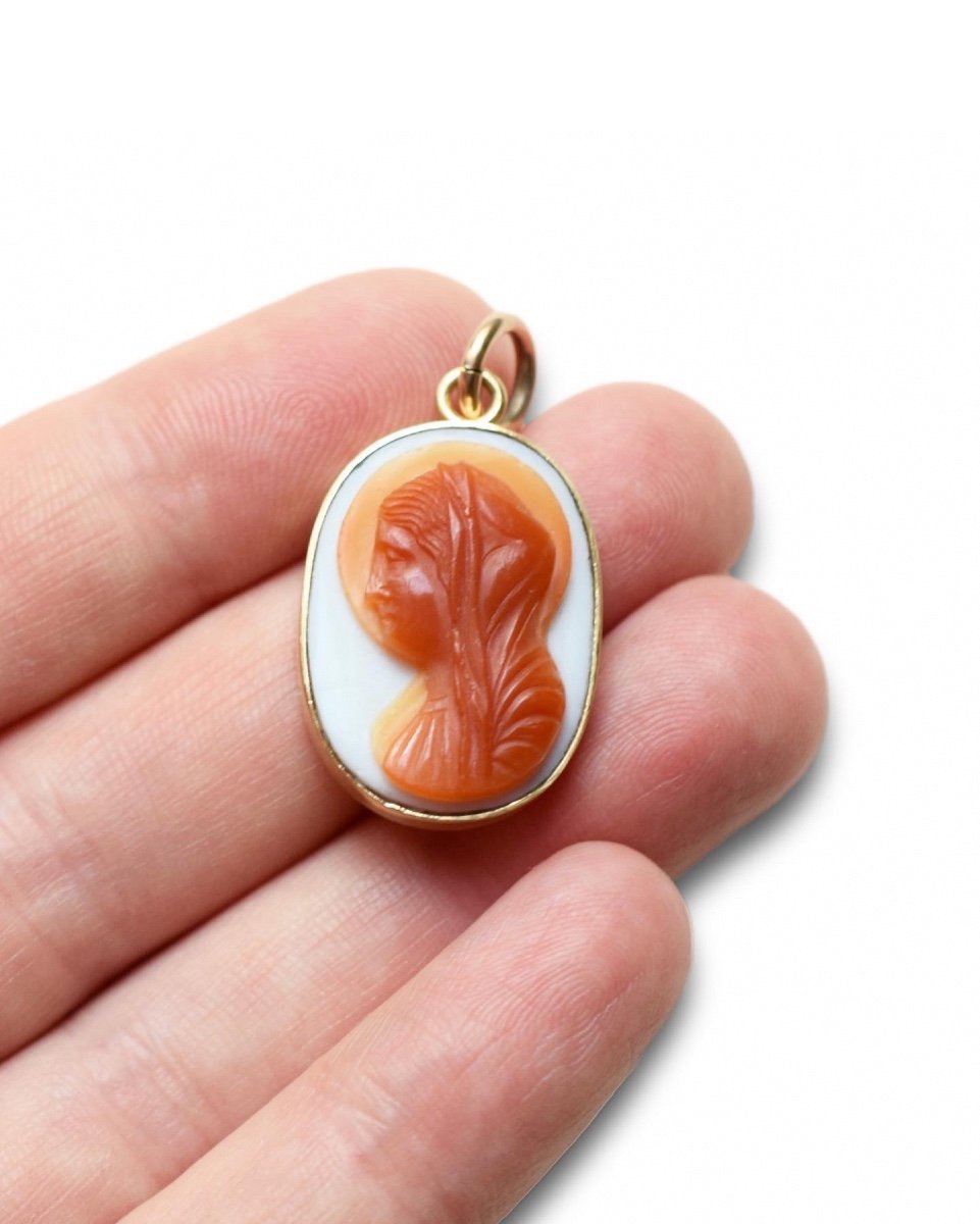 Agate Cameo With A Profile Of The Madonna. Italian, Early Nineteenth Century.-photo-2
