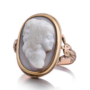 Fine Hardstone Gryllus Cameo Ring. Italian, Late 18th - Early 19th Century. 