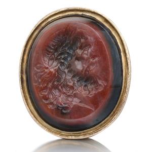 Gold Fob Seal With A Jasper Intaglio Of Zeus. English, Mid 19th Century.