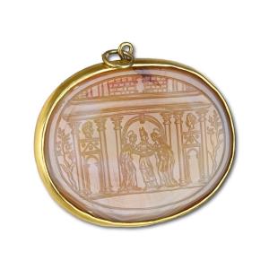 Large Agate Intaglio Depicting The Marriage Of The Virgin. Italian, 17th Century