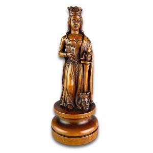 Boxwood Sculpture Of Saint Catherine Of Alexandria. German, Late 16th Centu