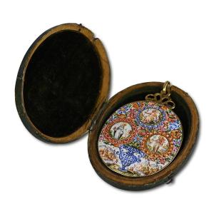 Gold And Enamel Pendant With The Virgin And Saints. Sicilian, 17th Century.