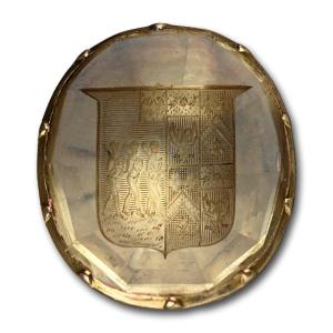 Gold Seal With A Quartz Matrix For The Lewes/lewis, Atkinson And Wood Families.