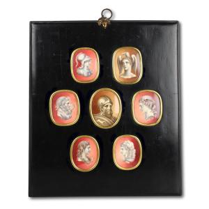 Seven Miniatures Of Documented Gems Attributed To Thomas Worlidge (c.1700−1766).