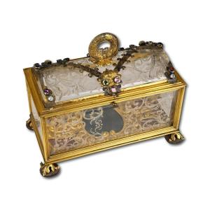 Rock Crystal And Gilt Bronze Casket Attributed To Giovanni Battista Metellino.