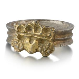 Silver Gilt Betrothal Ring. English, 15th Century.