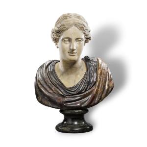 Mixed Marble And Bronze Bust Of A Woman. Italian, 19th Century And Earlier.