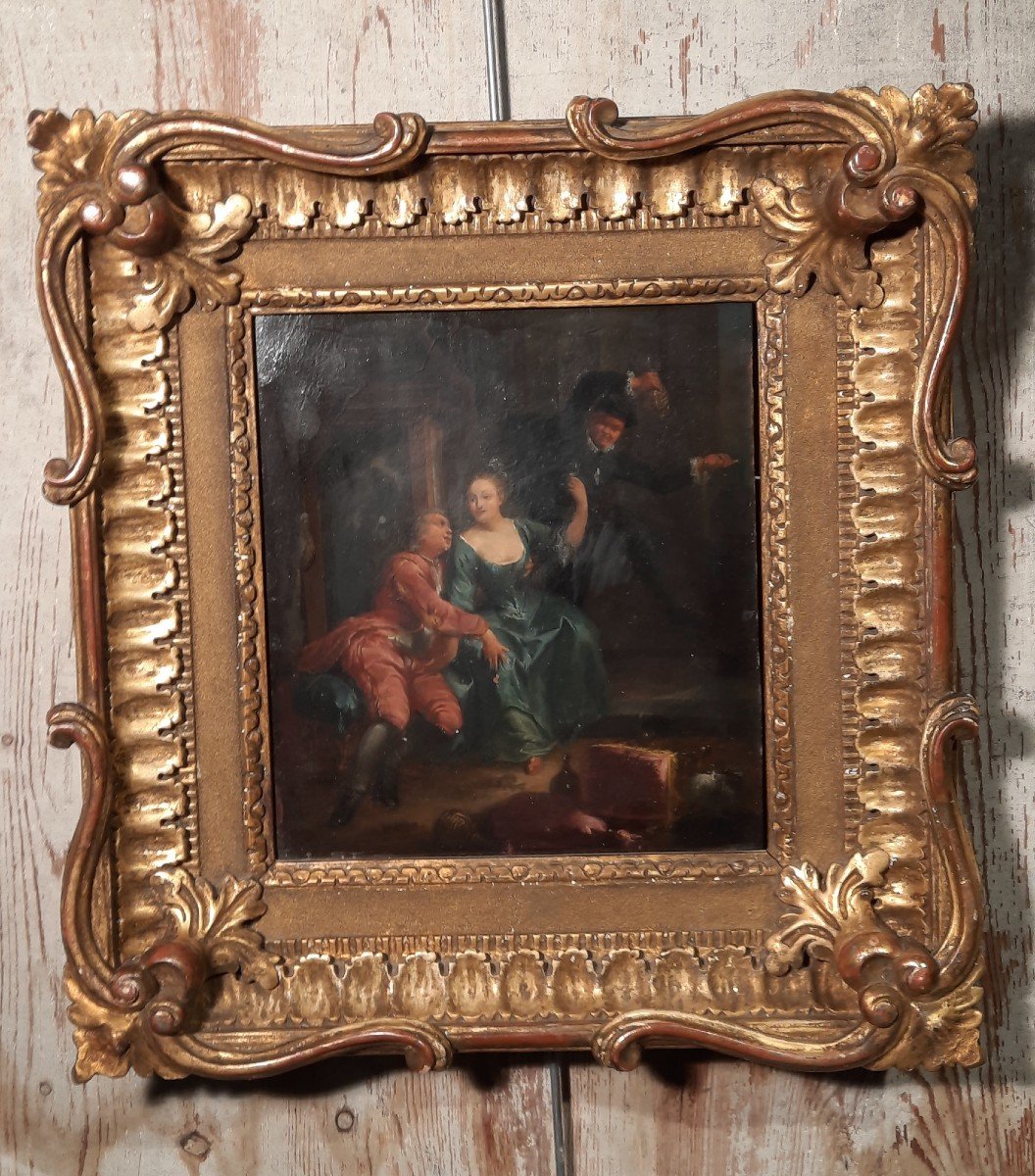 Pair Of Oils On Copper Late 18th Century Representing Gallant Scenes,-photo-2