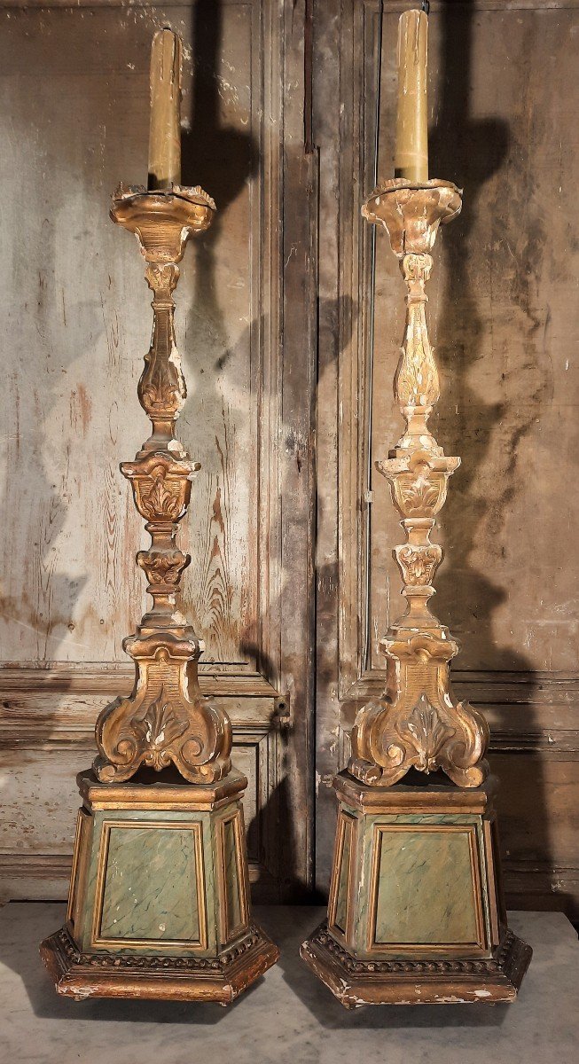 Very Large Pair Of 18th Century Candlesticks