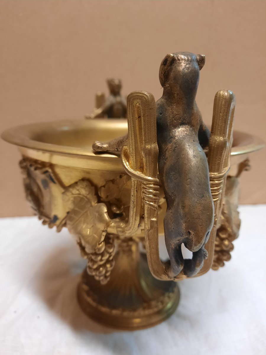 Coupe En Bronze Ornée De Putti Et De Panthères -photo-3