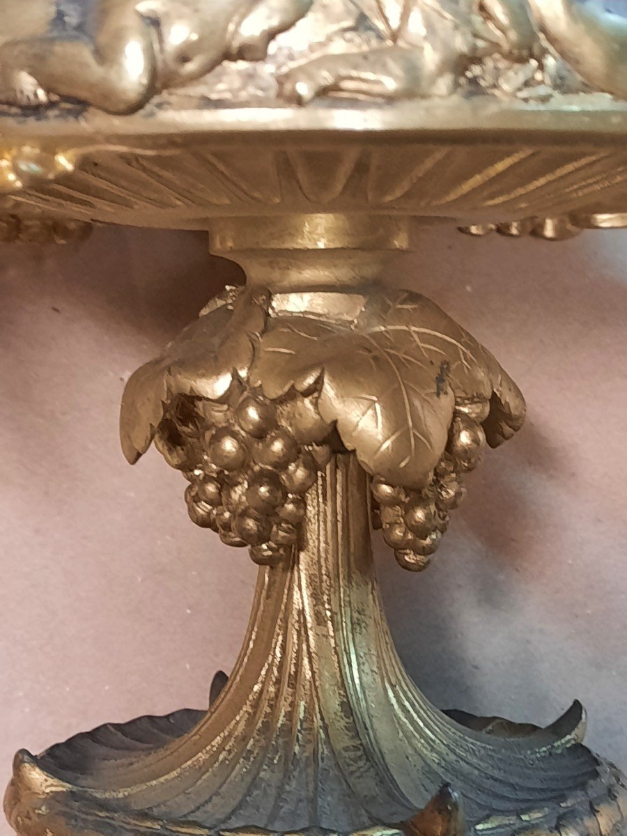 Coupe En Bronze Ornée De Putti Et De Panthères -photo-1