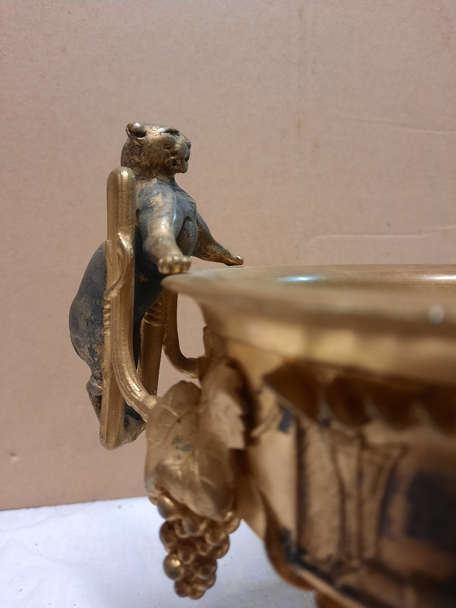 Coupe En Bronze Ornée De Putti Et De Panthères -photo-5