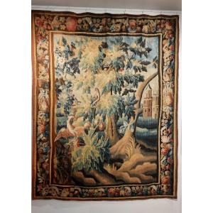 18th Century Aubusson Tapestry Depicting Greenery With Birds