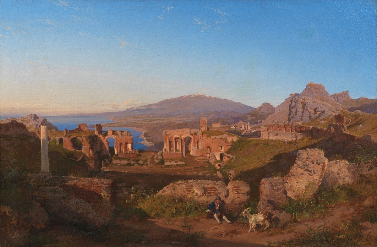 Alessandro La Volpe - View Of The Taormina Theatre With Mount Etna In The Background, 1851