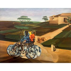 Enzo Benedetto - Cyclistes Dans La Campagne (1922)