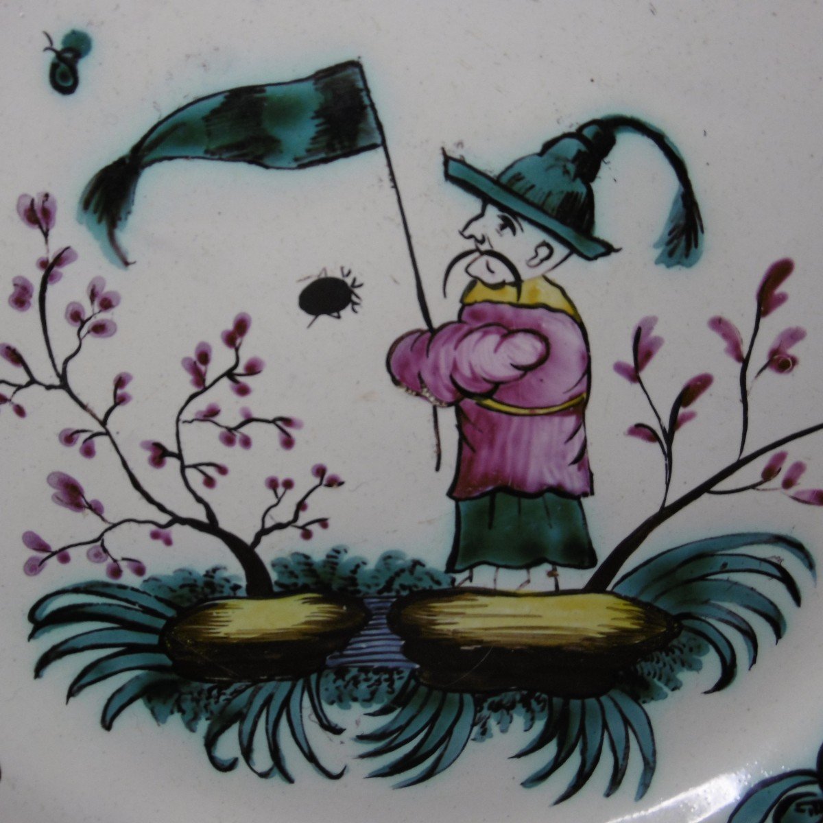 Chinese Plate Attributed To Friborg XVIIIth Century-photo-4