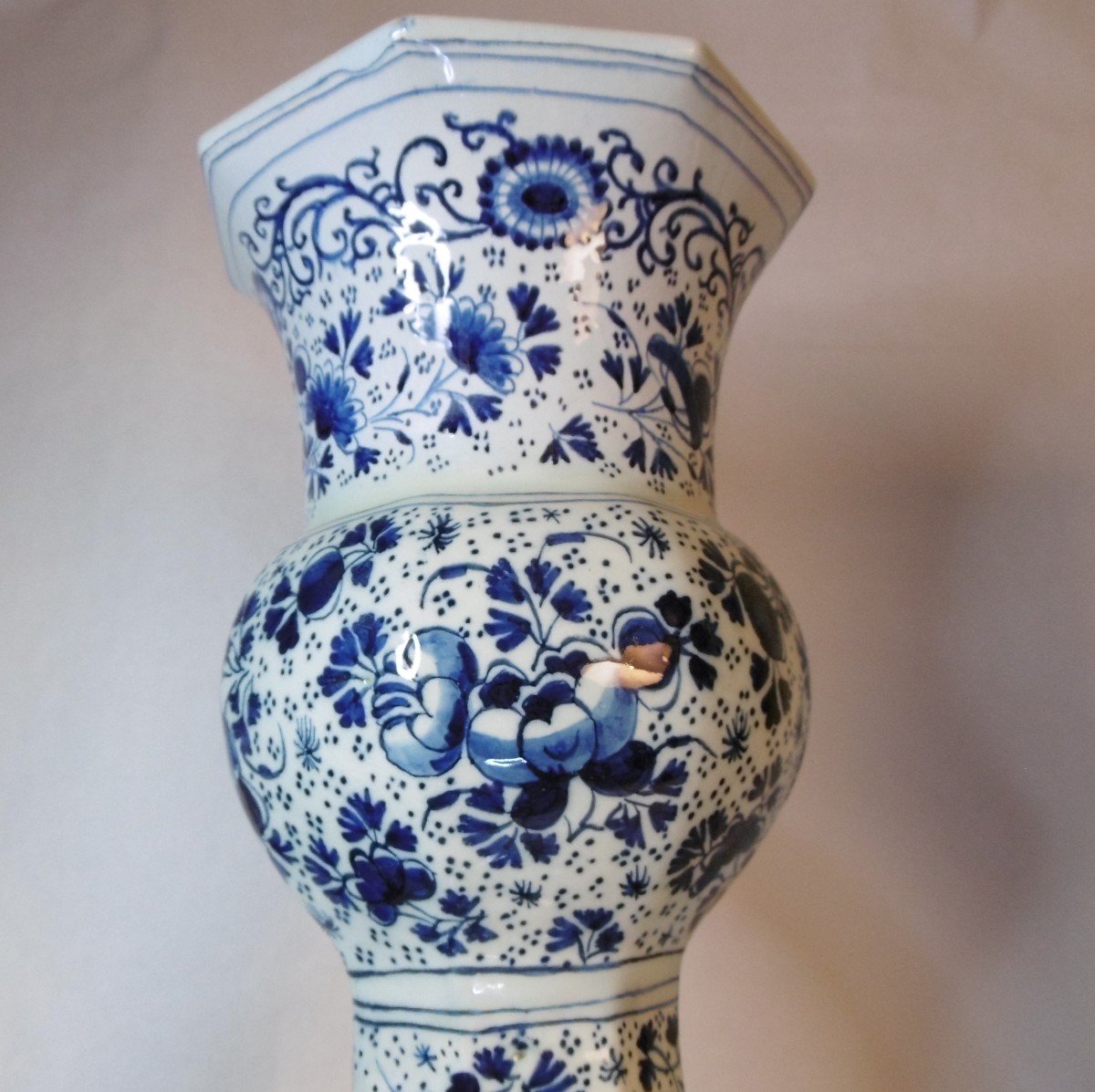 Delft Pair Of Very Large Vases Marks Late Eighteenth Century-photo-3