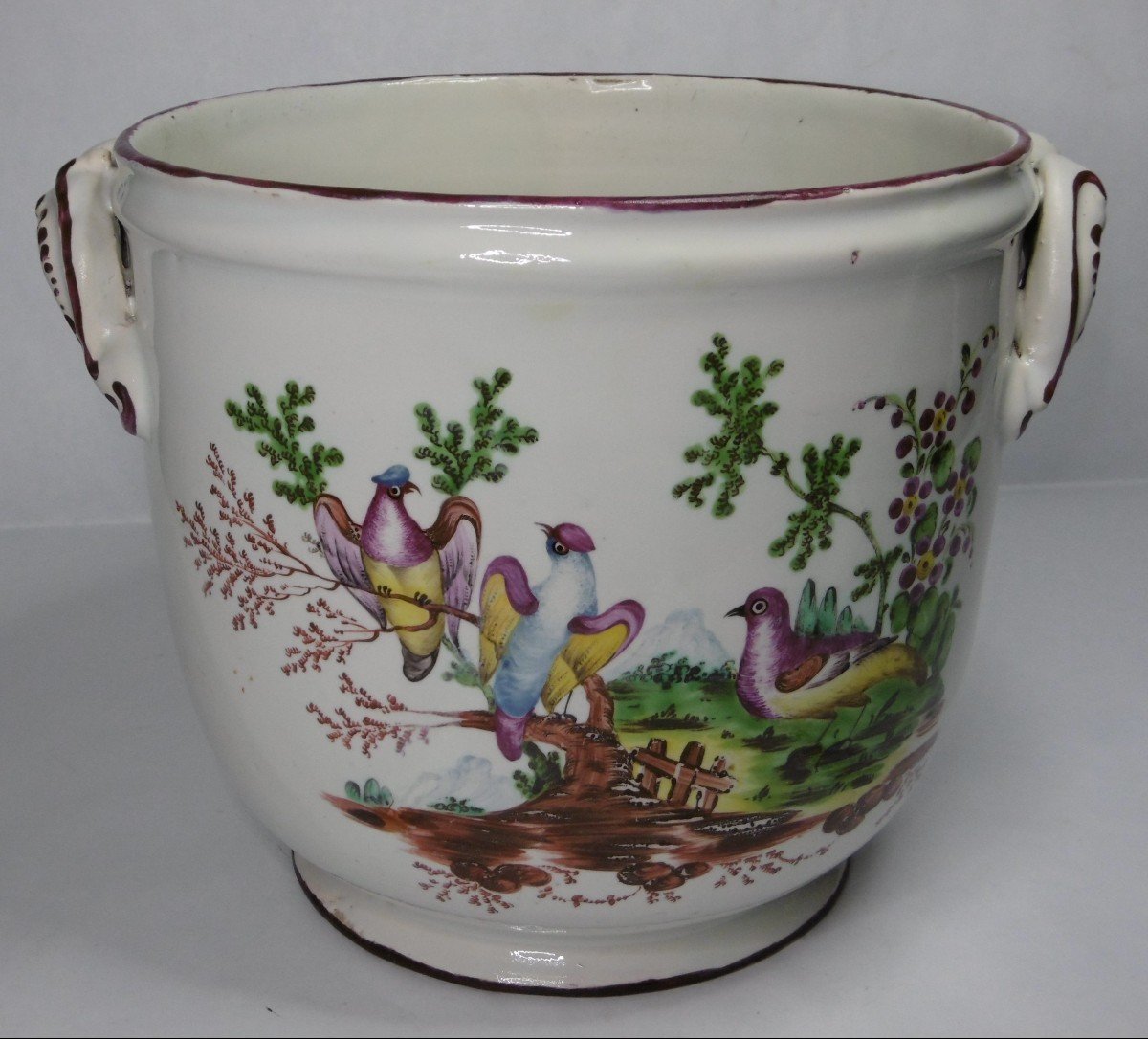 Earthenware From Levavasseur In Rouen Refresher With Birds From The Eighteenth Century