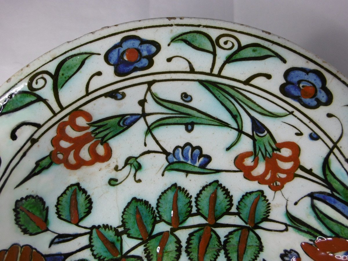 Iznik Dish With Rosebud Period Late 16th Early 17th Century-photo-3